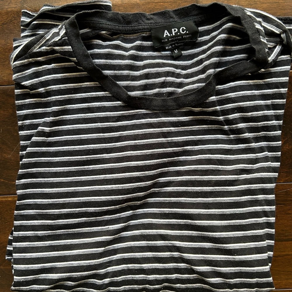 A.P.C. Black and White Striped Shirt